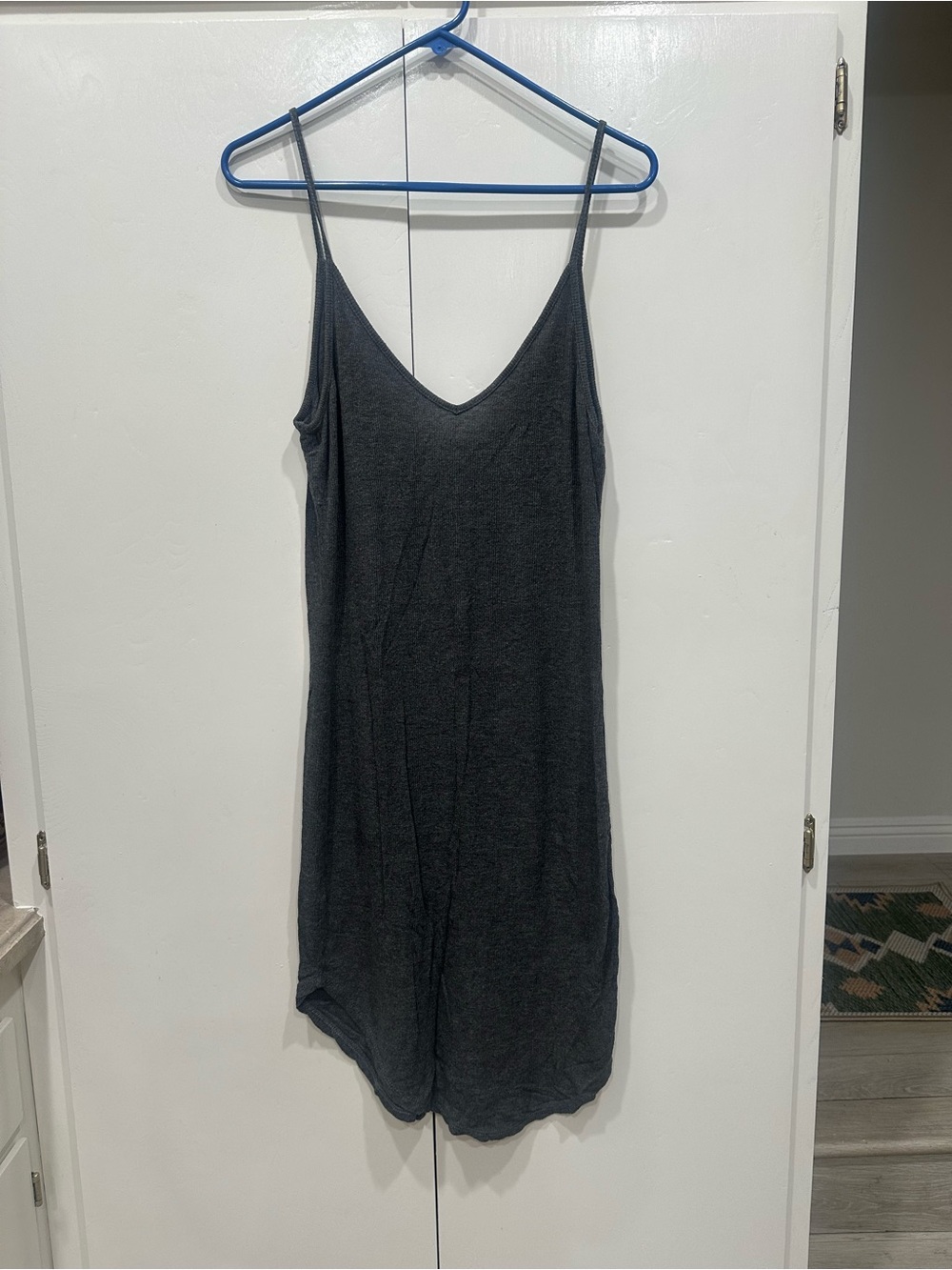 Simple Dark Grey Slip Dress - Spaghetti Strap